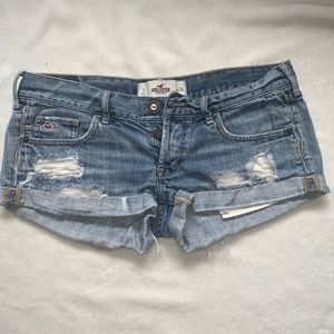 Distressed jean shorts